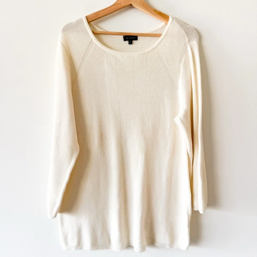 The‎ Limited Ivory Knit Crewneck Sweater Size XL